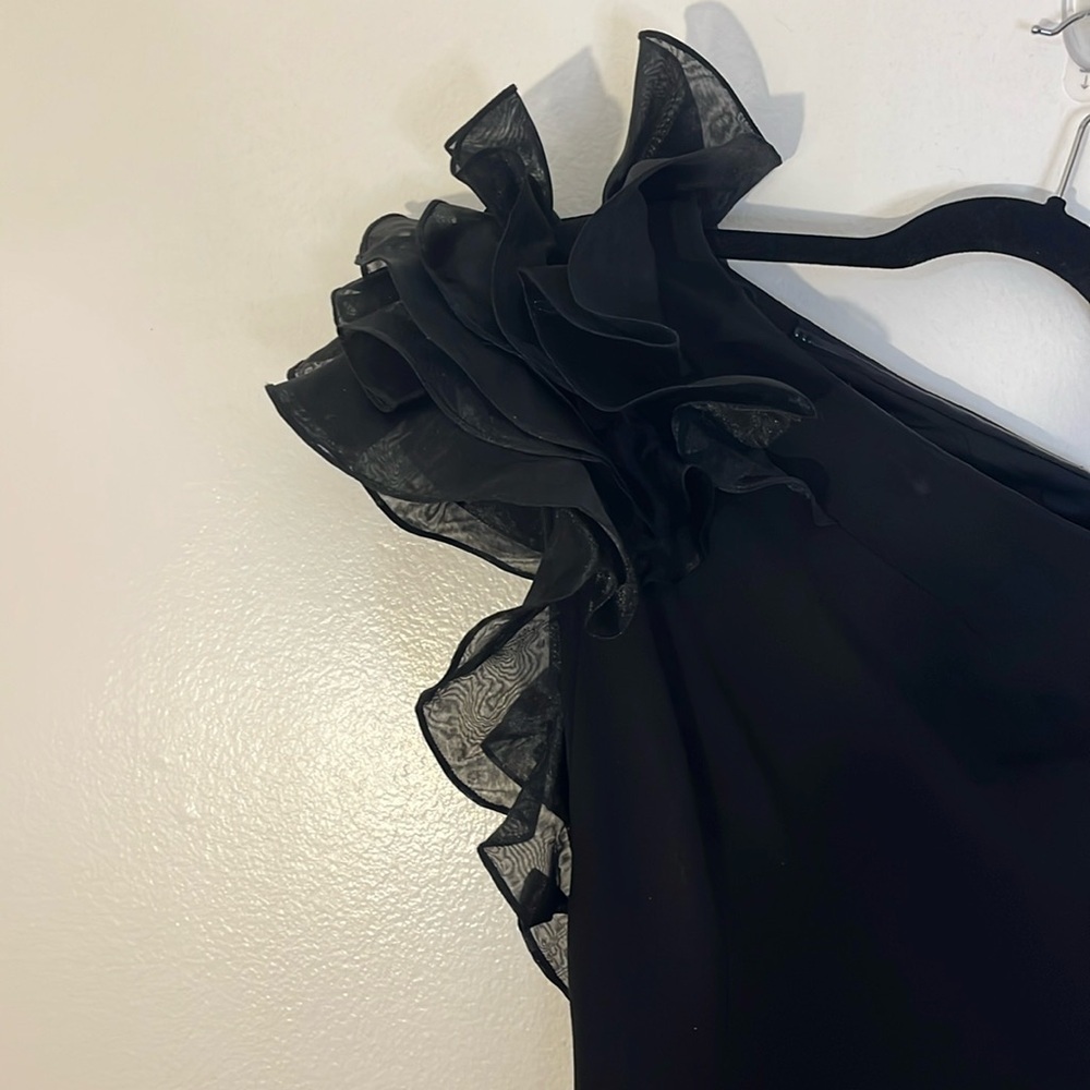 Aidan Mattox | Organza Ruffle one shoulder tulip evening gown Women’s size 8 - Picture 4 of 12